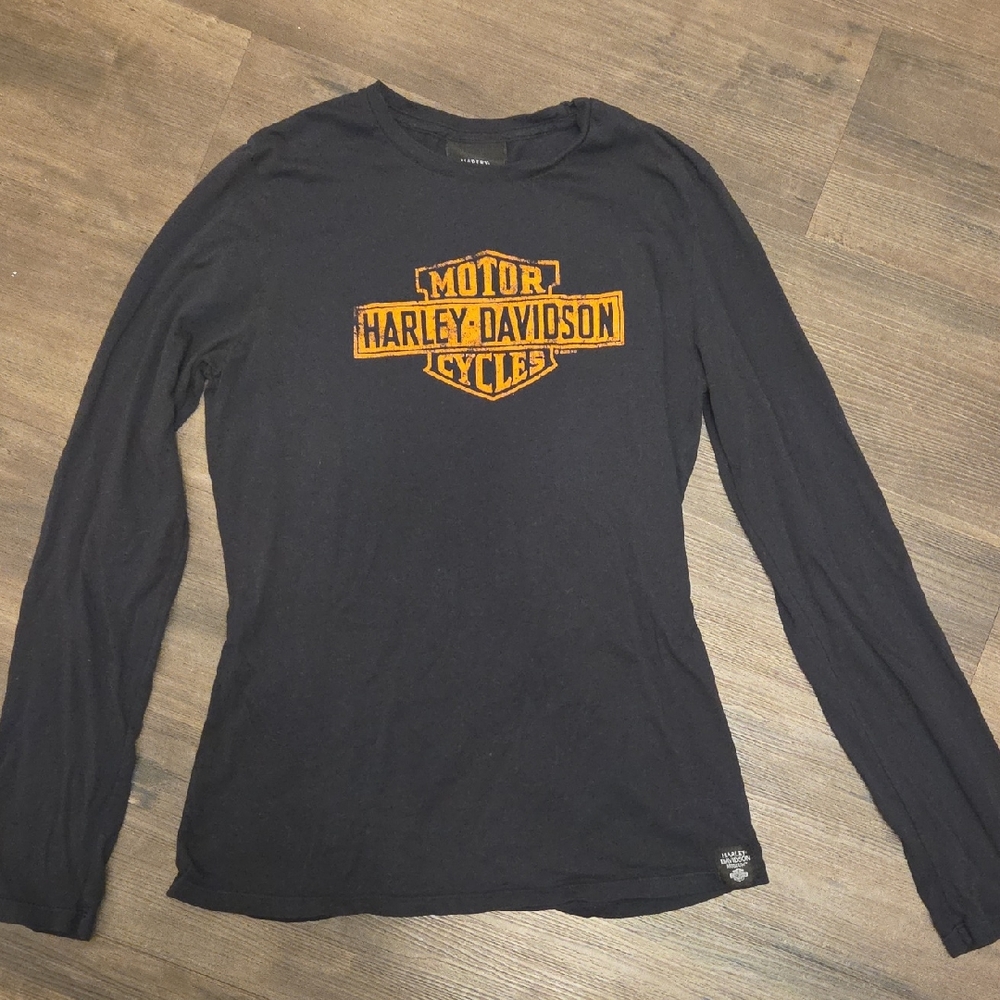 Harley-Davidson Black and Orange Long Sleeve Tee